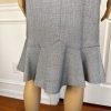 Isabella Polyester Skirt Suit Size 10 Light Gray Belted Ruffle Swing Women 2PC