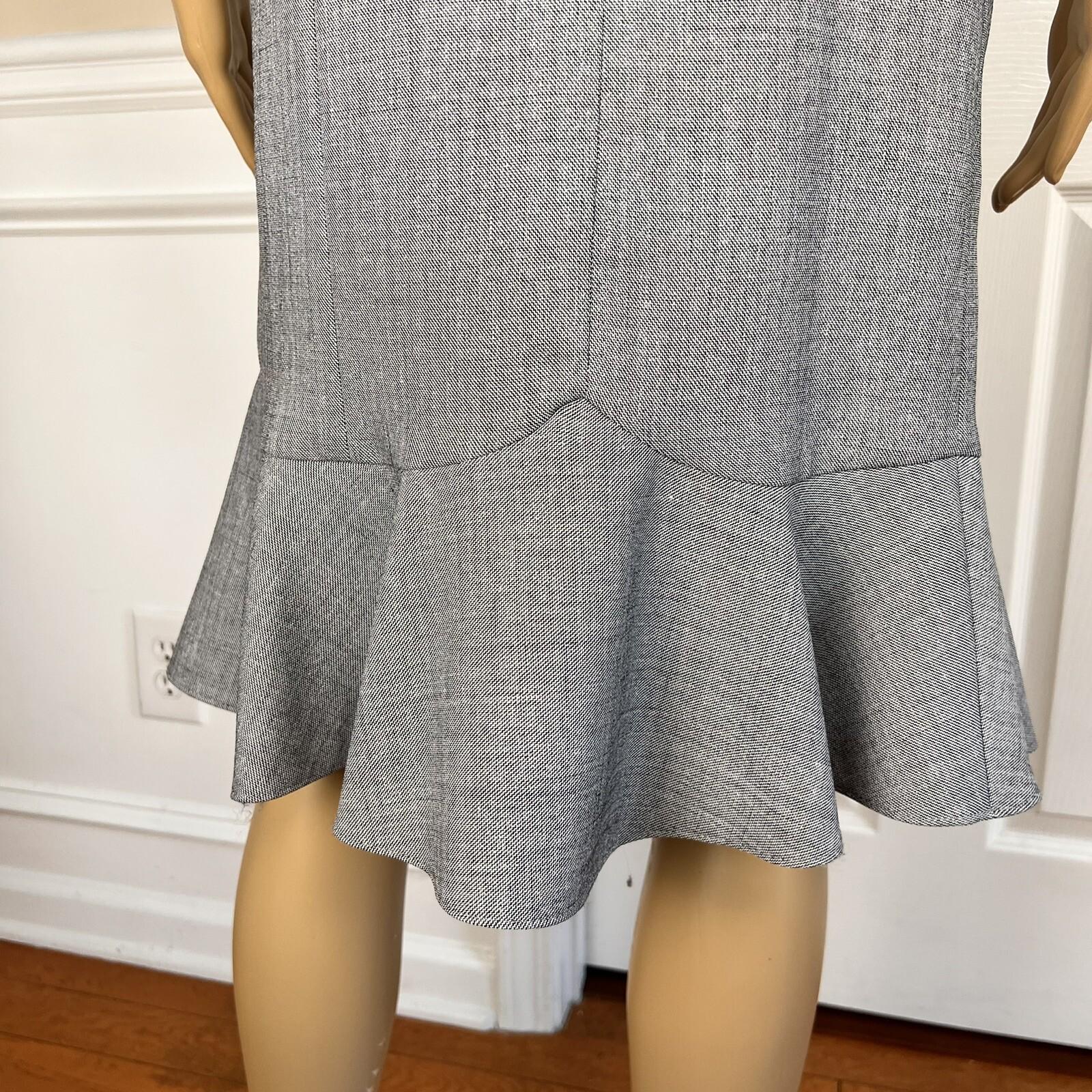 Isabella Polyester Skirt Suit Size 10 Light Gray Belted Ruffle Swing Women 2PC