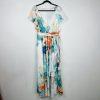 PlusWear Maxi Dress Size 2XL Ruffle V Neck Belted Flutter Sleeves Chiffon New