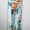 PlusWear Maxi Dress Size 2XL Ruffle V Neck Belted Flutter Sleeves Chiffon New