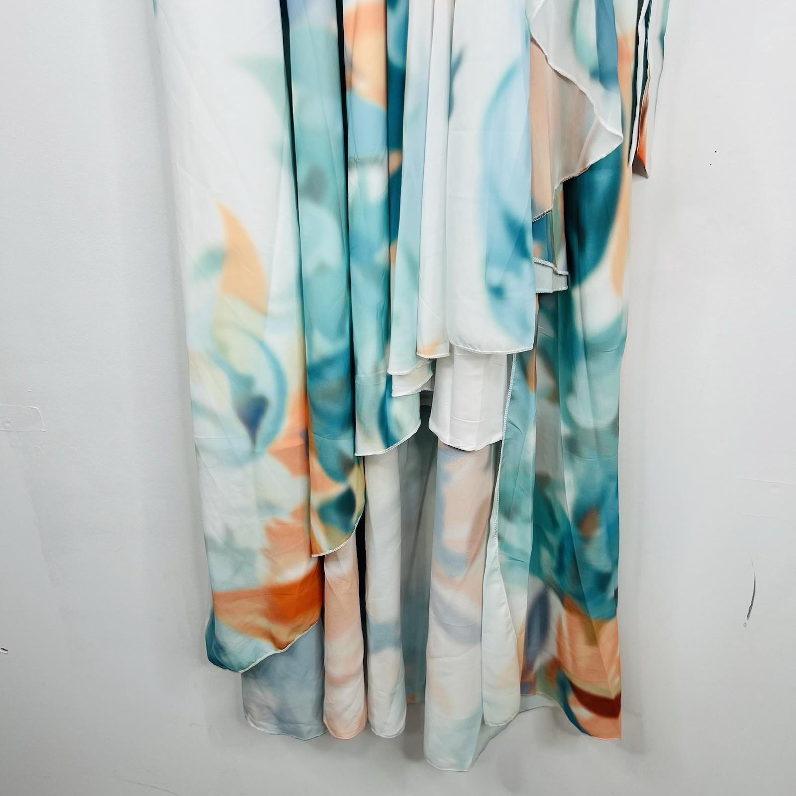 PlusWear Maxi Dress Size 2XL Ruffle V Neck Belted Flutter Sleeves Chiffon New