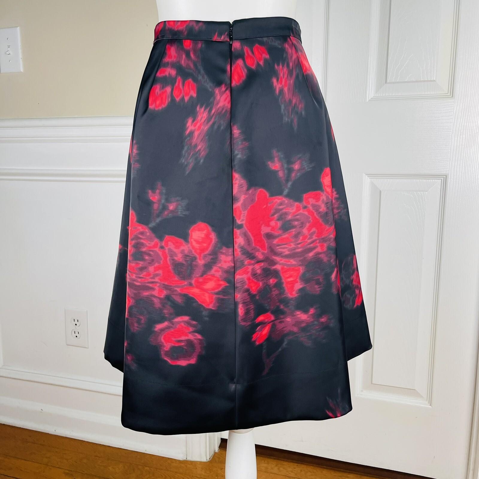 ESSENTIALS ANTWERP  Scuba Stretch Skirt Size Eur 38 Pleated Flare Floral Preppy