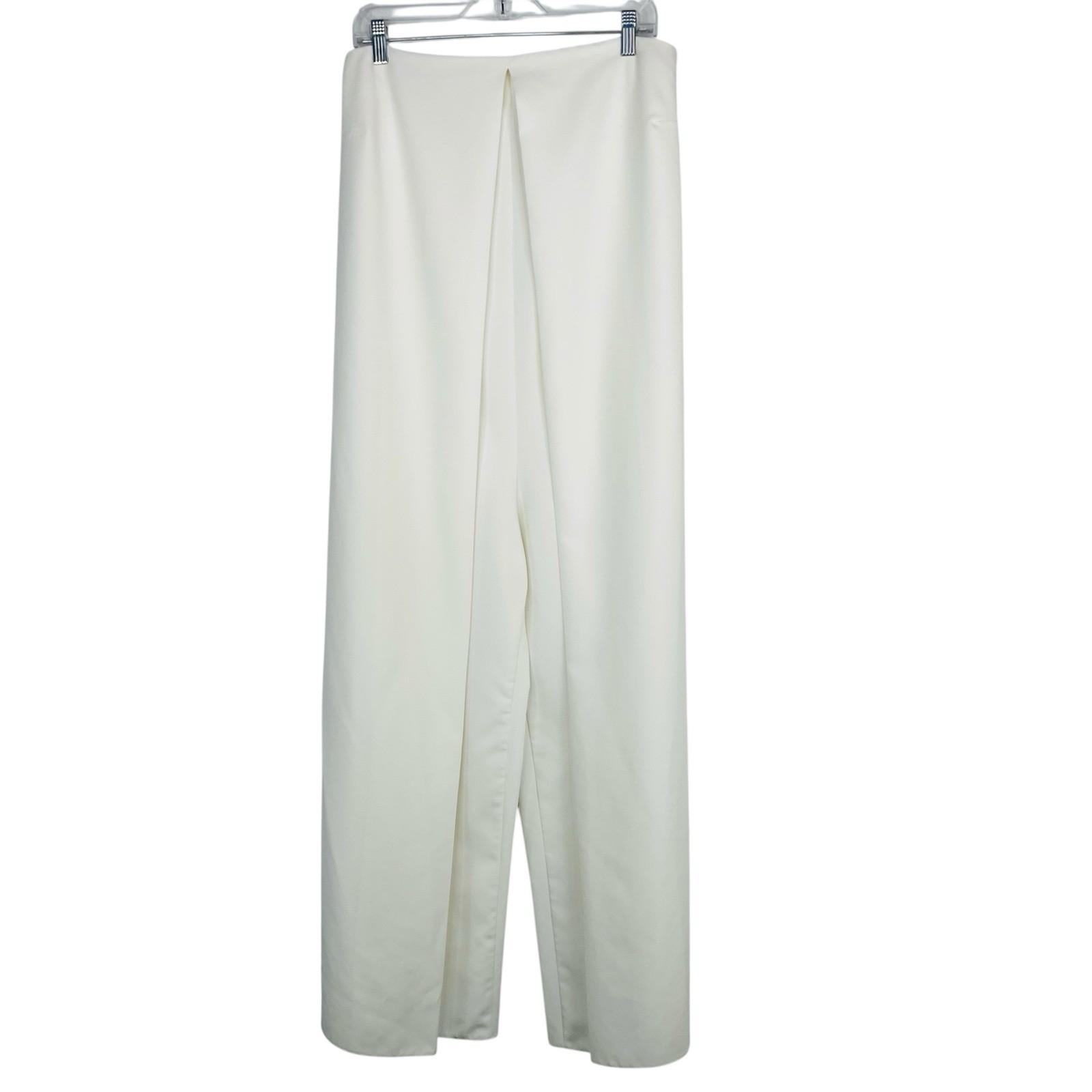 Women Stretch Wide Leg Pleated Pants L Tall Girls Elastic Waist High Rise Zip