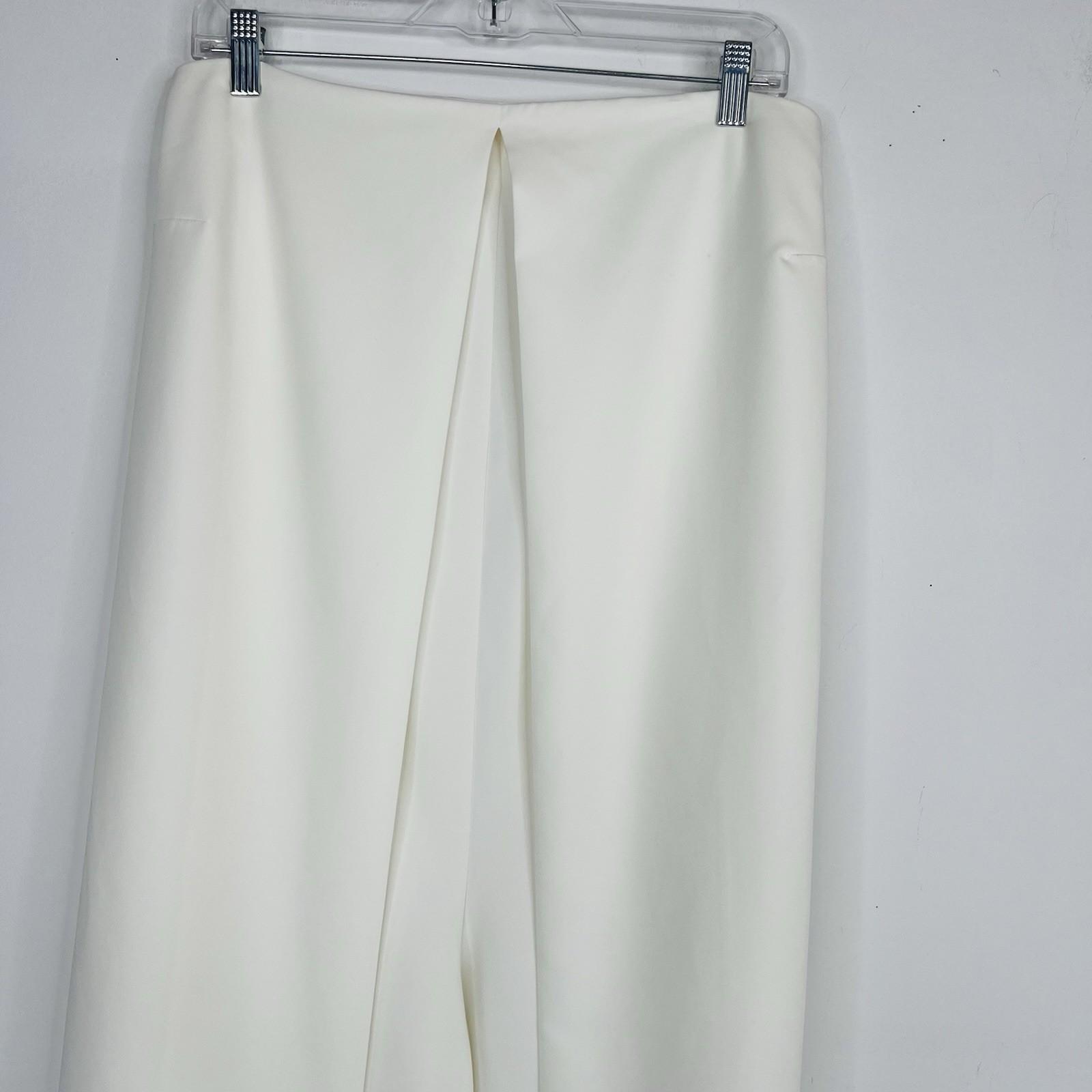 Women Stretch Wide Leg Pleated Pants L Tall Girls Elastic Waist High Rise Zip