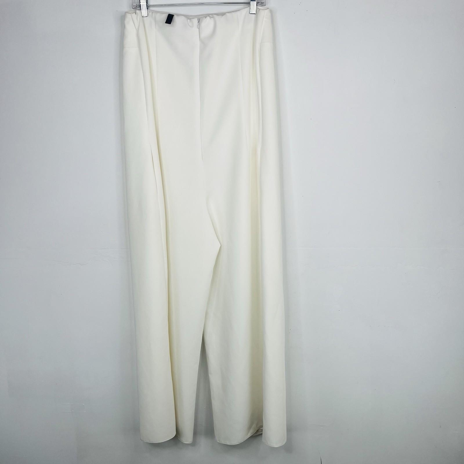 Women Stretch Wide Leg Pleated Pants L Tall Girls Elastic Waist High Rise Zip
