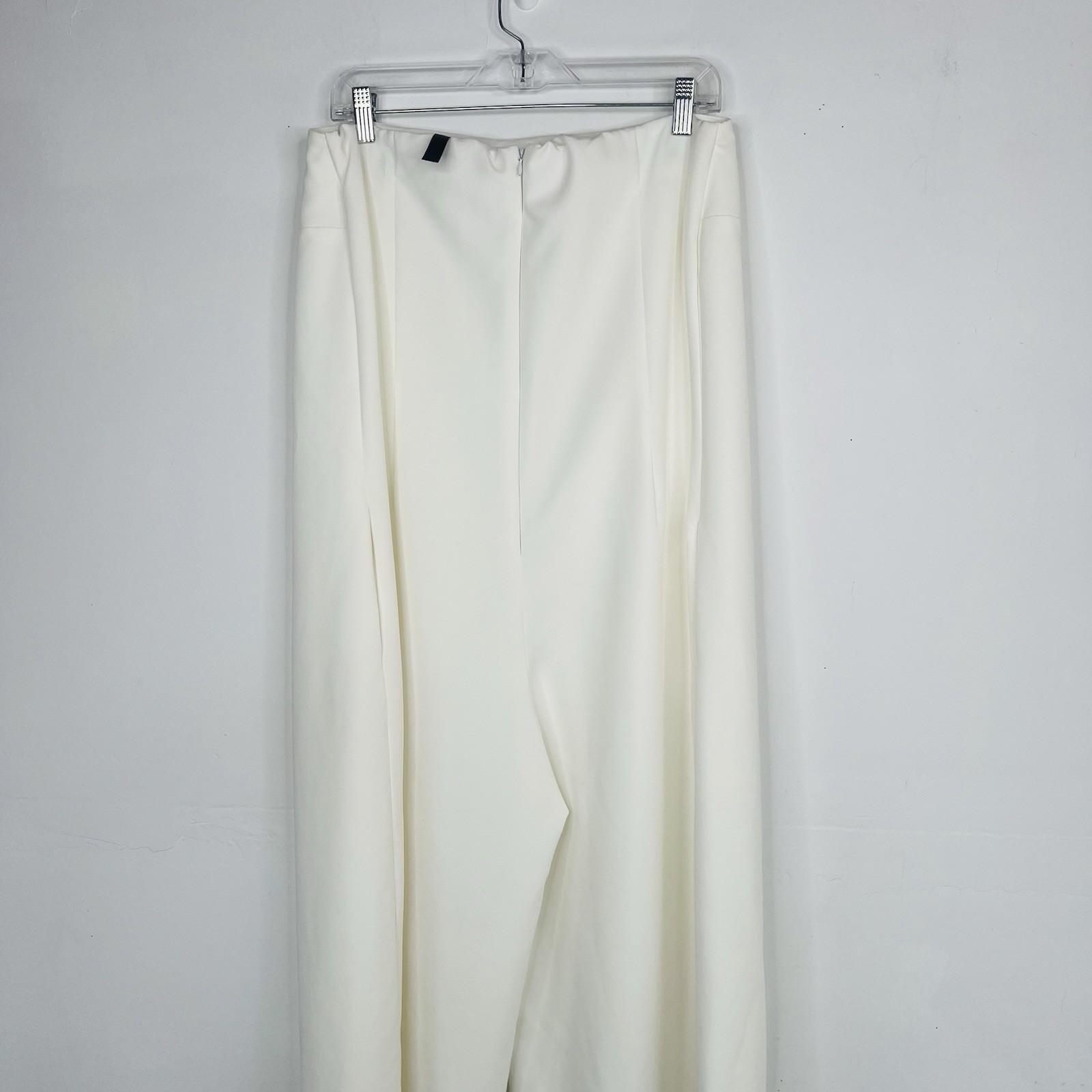 Women Stretch Wide Leg Pleated Pants L Tall Girls Elastic Waist High Rise Zip