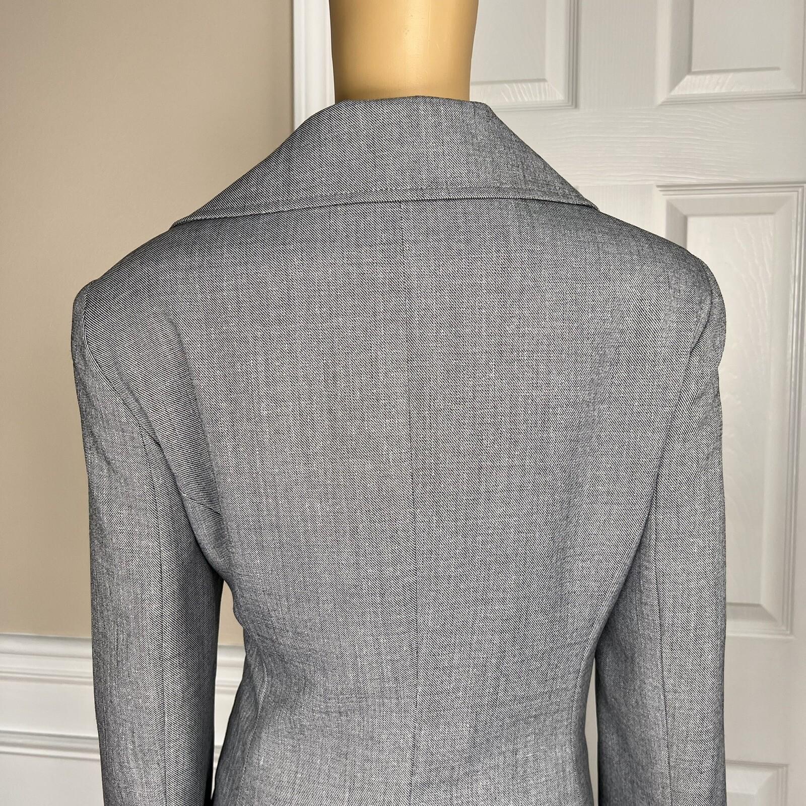 Isabella Polyester Skirt Suit Size 10 Light Gray Belted Ruffle Swing Women 2PC