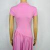 Women Maxi Stretch Dress Size M Pink Mock Neck Cap Sleeves Flowy Modest