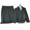 10-6362.jpg Le Suit Polyester Rayon Skirt Suit 16W Green Black Striped Pleated Belted Lined