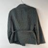 10-6367.jpg Le Suit Polyester Rayon Skirt Suit 16W Green Black Striped Pleated Belted Lined