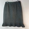10-6368.jpg Le Suit Polyester Rayon Skirt Suit 16W Green Black Striped Pleated Belted Lined
