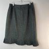 10-6369.jpg Le Suit Polyester Rayon Skirt Suit 16W Green Black Striped Pleated Belted Lined