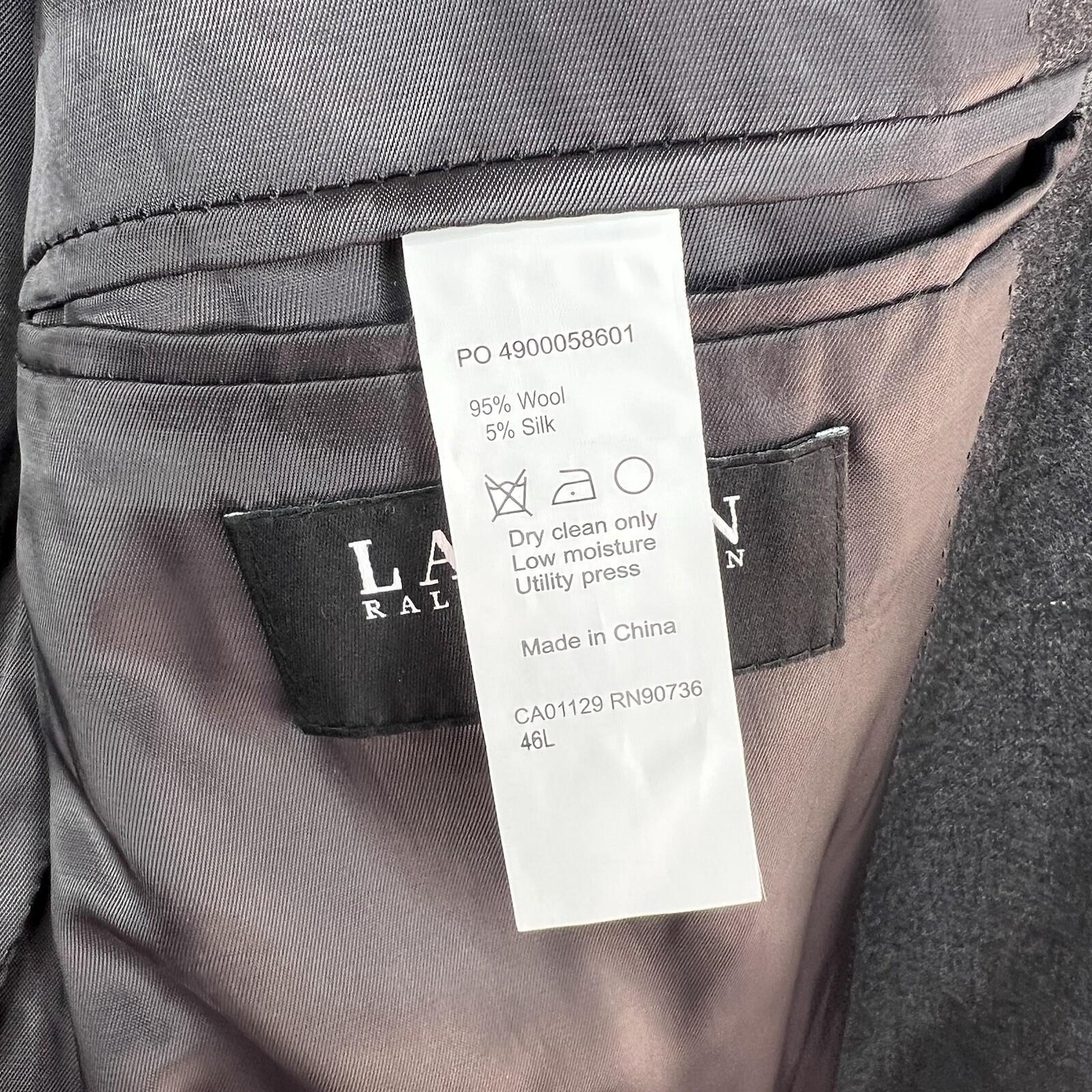 Lauren Ralph Lauren Wool Silk Suit 46L Pants 40x30.5 Black Label Slim Fit Notch