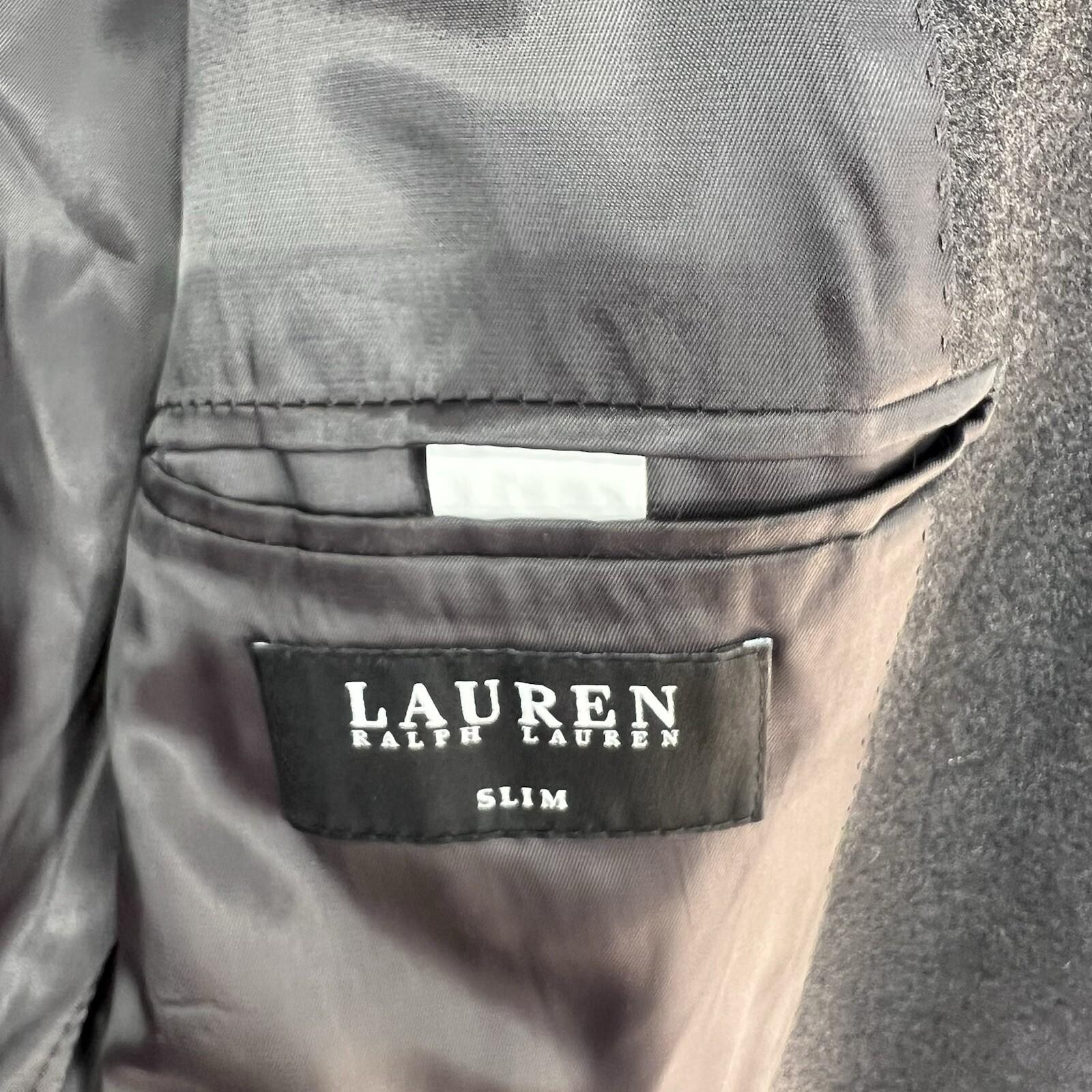 Lauren Ralph Lauren Wool Silk Suit 46L Pants 40x30.5 Black Label Slim Fit Notch