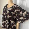 10-6388.jpg Go Softly Dress 2X Kaftan Printed Black Cheetah Crinkled Patio Flutter Sleeves