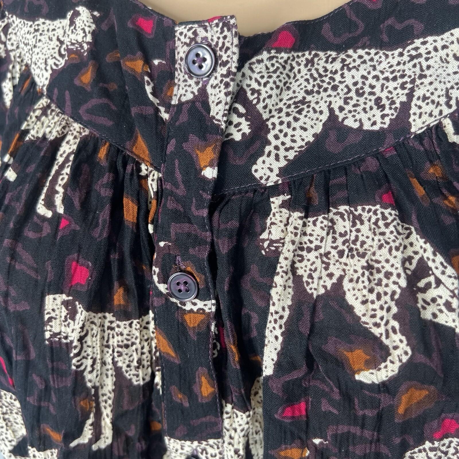 10-6391.jpg Go Softly Dress 2X Kaftan Printed Black Cheetah Crinkled Patio Flutter Sleeves