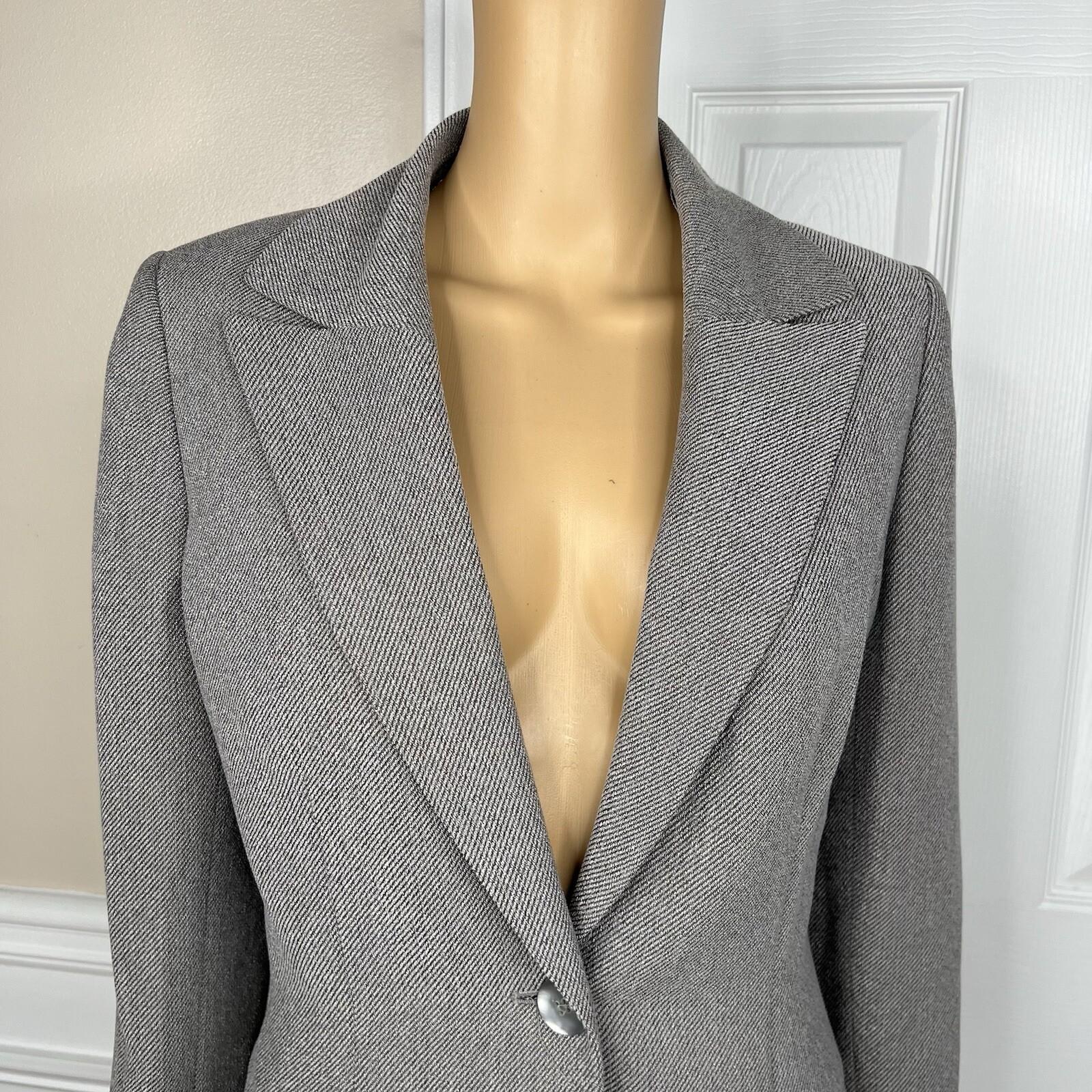 Kasper Women Polyester Skirt Suit Size 8 Gray Notch Collar Lined Business 2PC