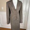 Levine Classics Women Pant Suit Skirt Size 12 Brown Polyester Blend 3Piece Lined