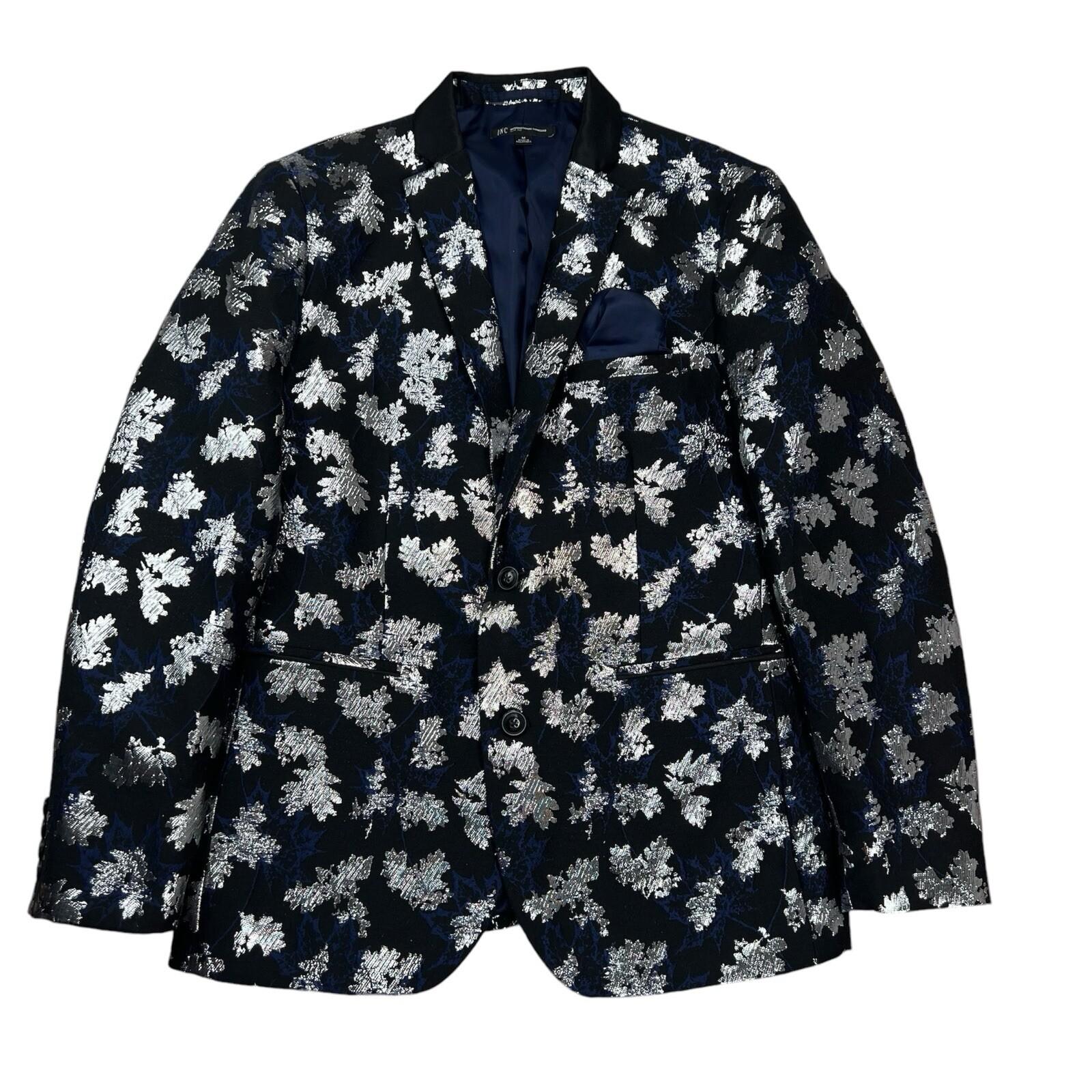 INC International Concepts Metallic Jacquard Blazer Size M Slim Fit Abtract