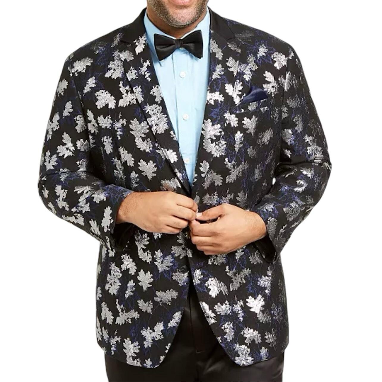 INC International Concepts Metallic Jacquard Blazer Size M Slim Fit Abtract