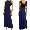 Karl Lagerfeld Paris Polyester Stretch Gown Size 4 Navy Blue Flower Applique New