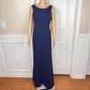 Karl Lagerfeld Paris Polyester Stretch Gown Size 4 Navy Blue Flower Applique New