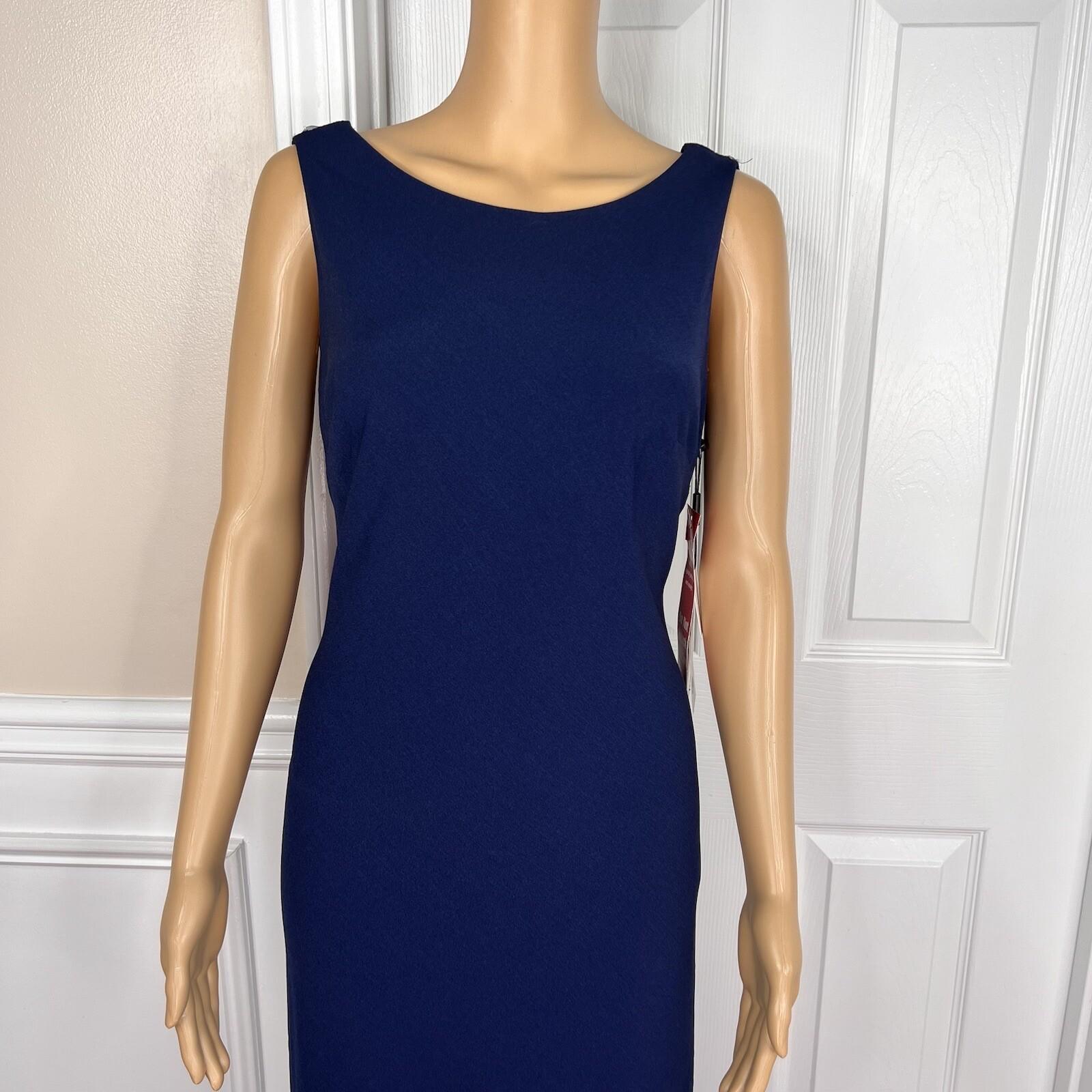 Karl Lagerfeld Paris Polyester Stretch Gown Size 4 Navy Blue Flower Applique New