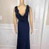Karl Lagerfeld Paris Polyester Stretch Gown Size 4 Navy Blue Flower Applique New