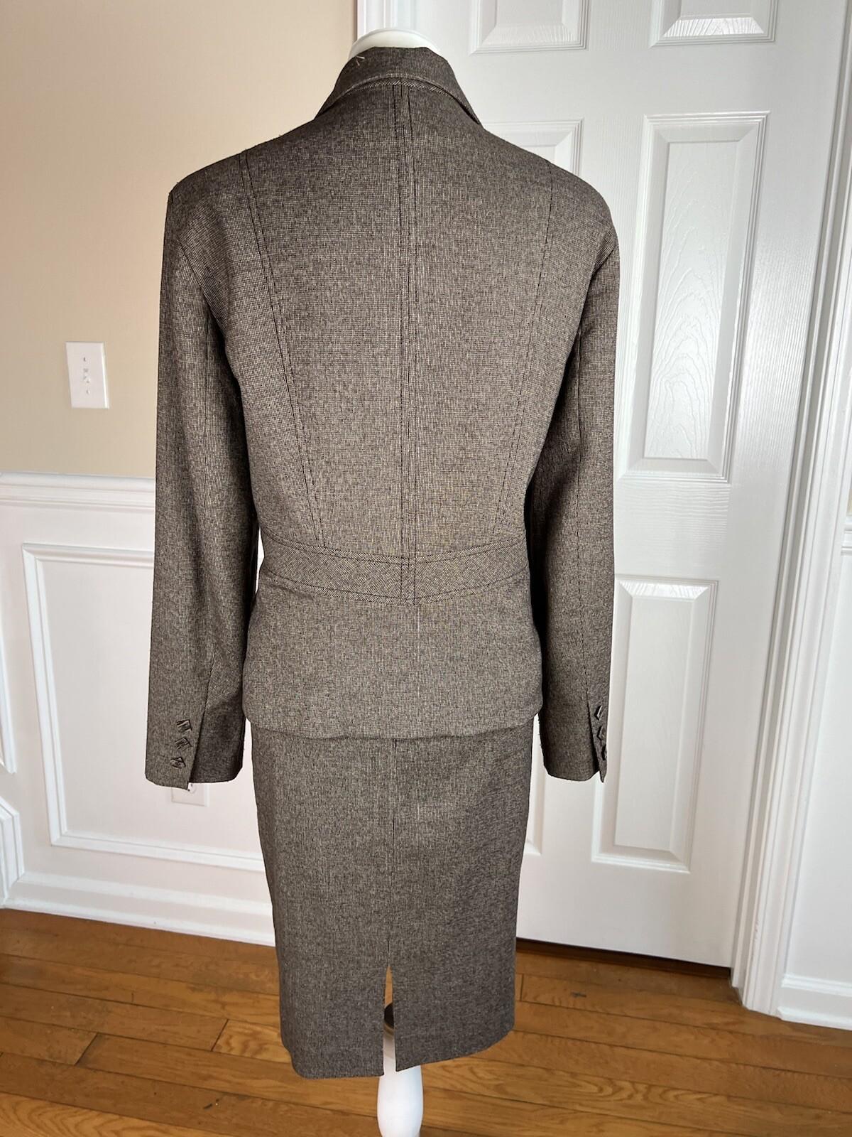 Levine Classics Women Pant Suit Skirt Size 12 Brown Polyester Blend 3Piece Lined