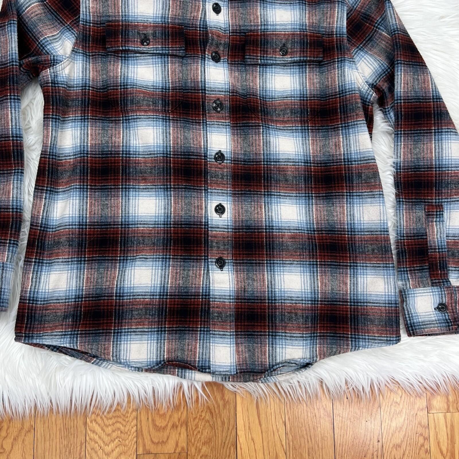 LL Bean Signature Cotton Shirt Plaid Flannel Long Sleeve Slim Fit Button Up