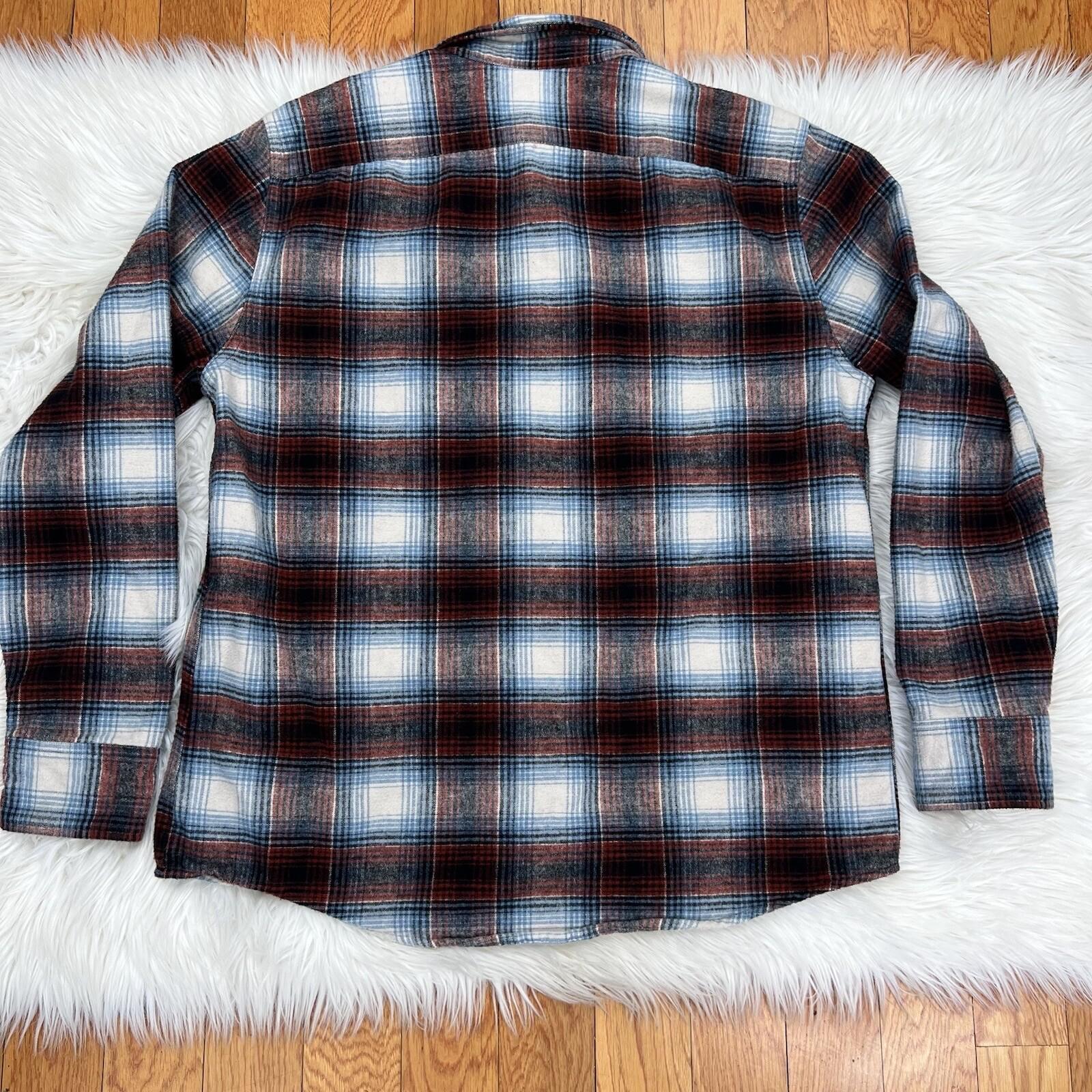 LL Bean Signature Cotton Shirt Plaid Flannel Long Sleeve Slim Fit Button Up