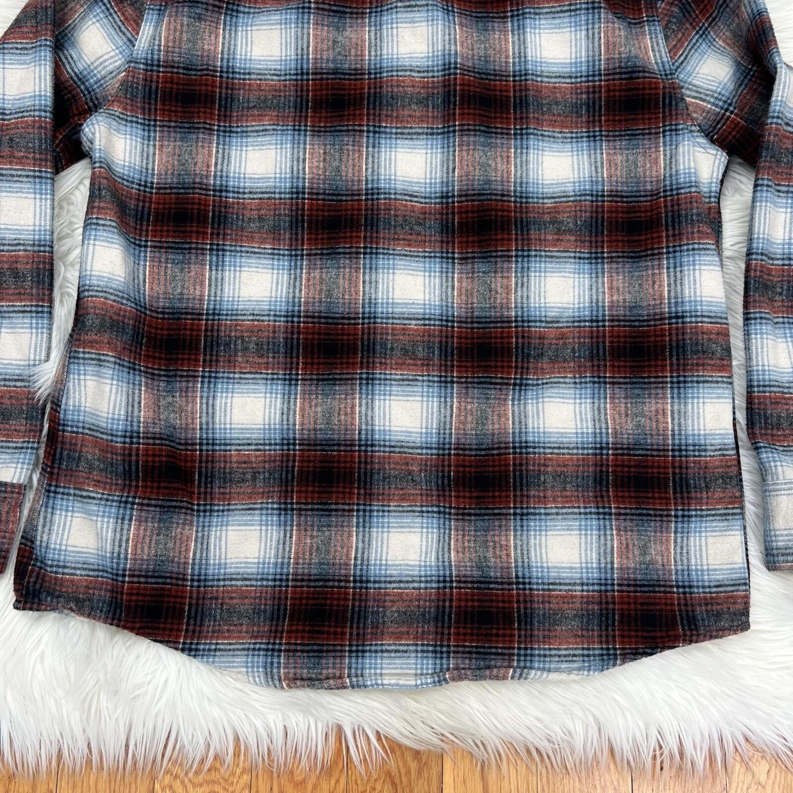 LL Bean Signature Cotton Shirt Plaid Flannel Long Sleeve Slim Fit Button Up