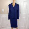 10-6457.jpg Nipon Boutique Polyester Skirt Suit Size 18 Blue Beaded Women 2 Piece Lined