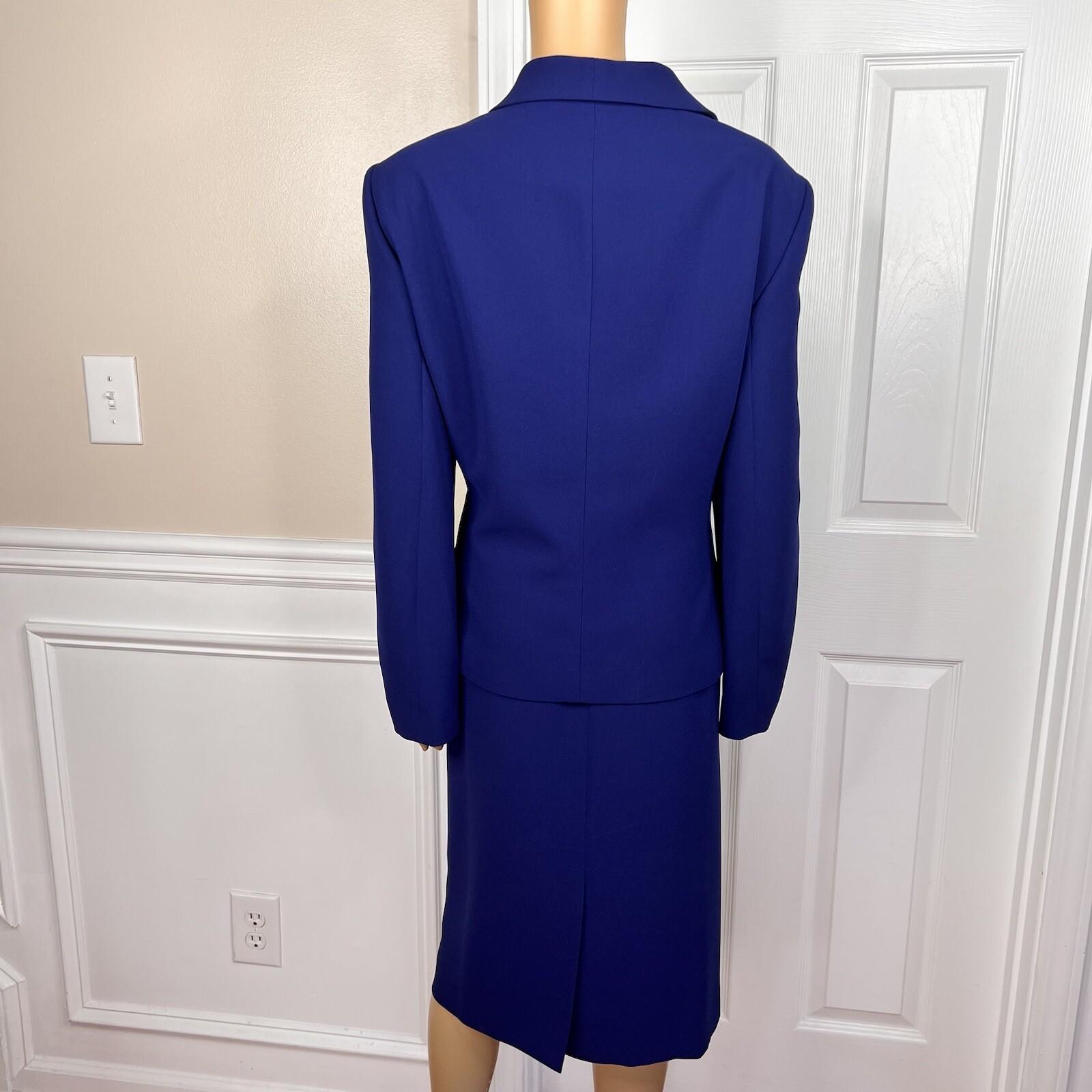 10-6462.jpg Nipon Boutique Polyester Skirt Suit Size 18 Blue Beaded Women 2 Piece Lined