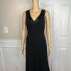 Lauren Ralph Lauren Polyester Formal Dress Size 2 Black Beaded V-Neck Maxi Lined