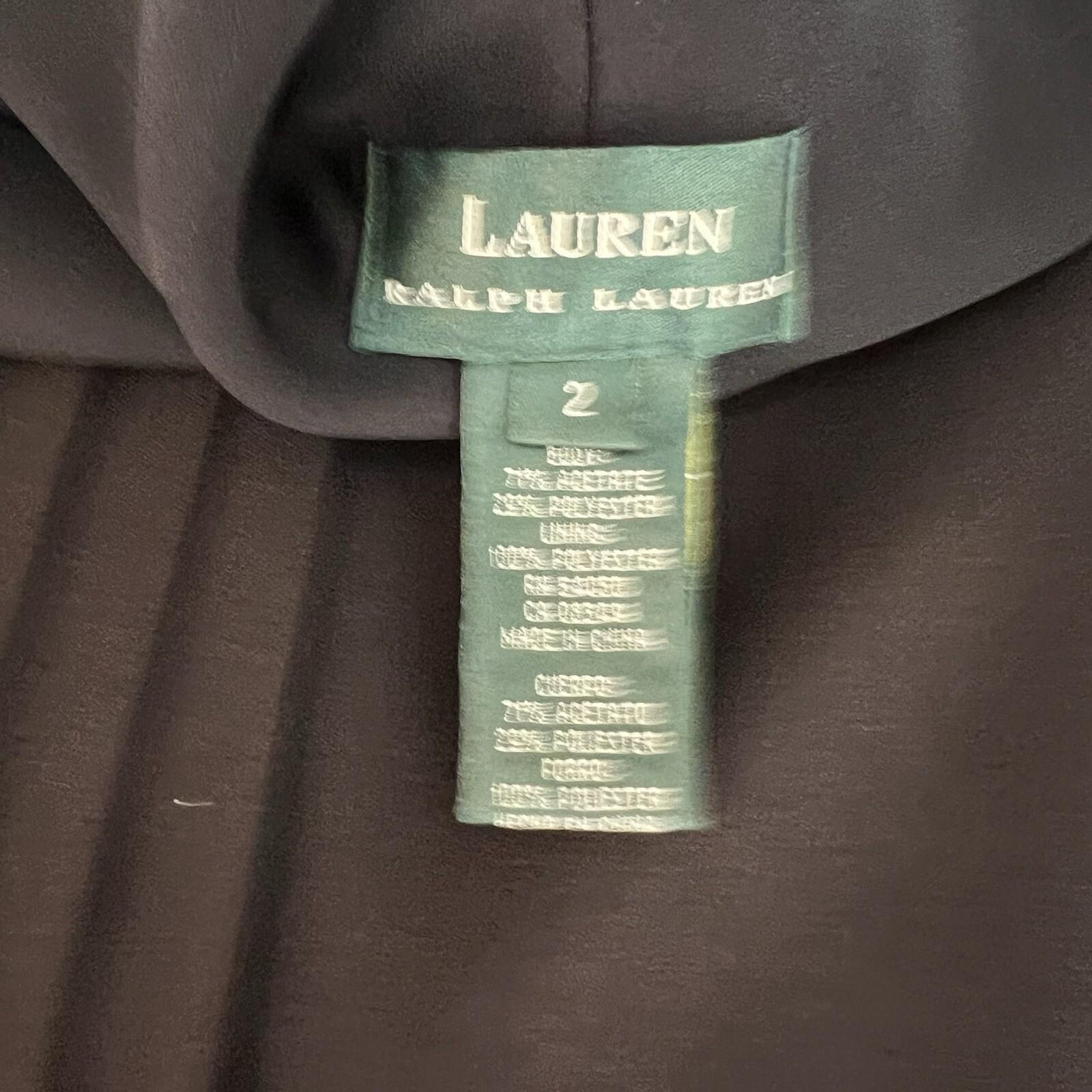 Lauren Ralph Lauren Polyester Formal Dress Size 2 Black Beaded V-Neck Maxi Lined