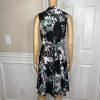 10-6481.jpg Tahari ASL Polyester Spandex Dress 2 Floral Sleeveless Belted Fit Flared Pockets