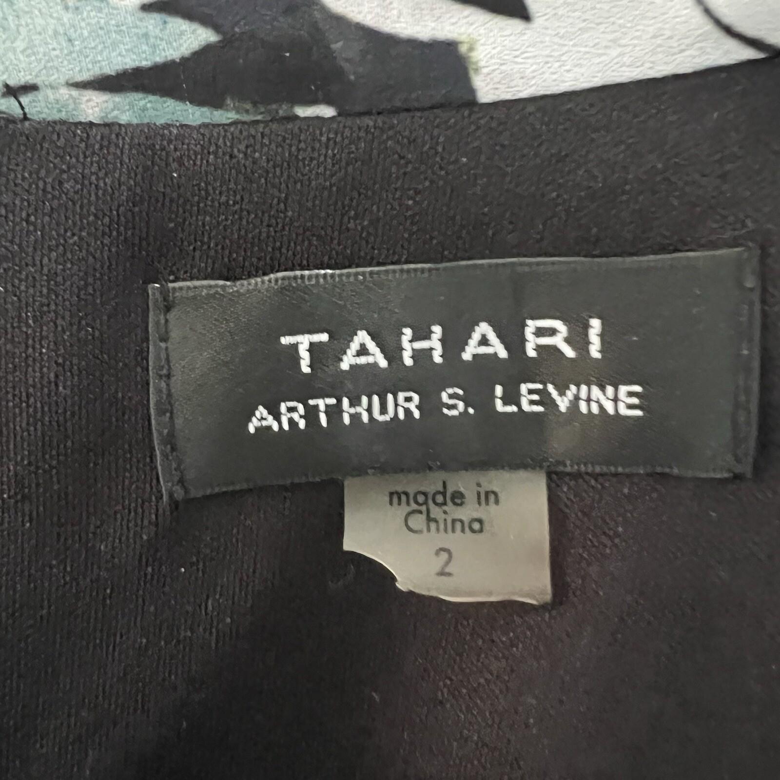 10-6484.jpg Tahari ASL Polyester Spandex Dress 2 Floral Sleeveless Belted Fit Flared Pockets