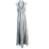 Cachet Vtg Silk Metallic Formal Dress 10 Coquette Beaded Silver Y2K Gothic