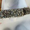Cachet Vtg Silk Metallic Formal Dress 10 Coquette Beaded Silver Y2K Gothic