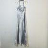 Cachet Vtg Silk Metallic Formal Dress 10 Coquette Beaded Silver Y2K Gothic