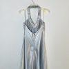 Cachet Vtg Silk Metallic Formal Dress 10 Coquette Beaded Silver Y2K Gothic