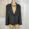 10-6501.jpg LE SUIT Polyester Pant Suit Size 16 Charcoal Gray Lined Peak Collar Career 2PC