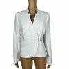 TAHARI ASL Polyester Spandex Blazer Size 10 Ivory Stand Up Collar Lined Wrap 1PC