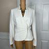 TAHARI ASL Polyester Spandex Blazer Size 10 Ivory Stand Up Collar Lined Wrap 1PC