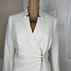 TAHARI ASL Polyester Spandex Blazer Size 10 Ivory Stand Up Collar Lined Wrap 1PC