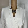 TAHARI ASL Polyester Spandex Blazer Size 10 Ivory Stand Up Collar Lined Wrap 1PC