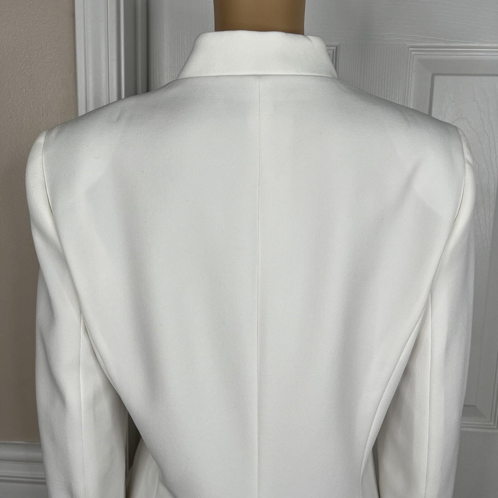TAHARI ASL Polyester Spandex Blazer Size 10 Ivory Stand Up Collar Lined Wrap 1PC