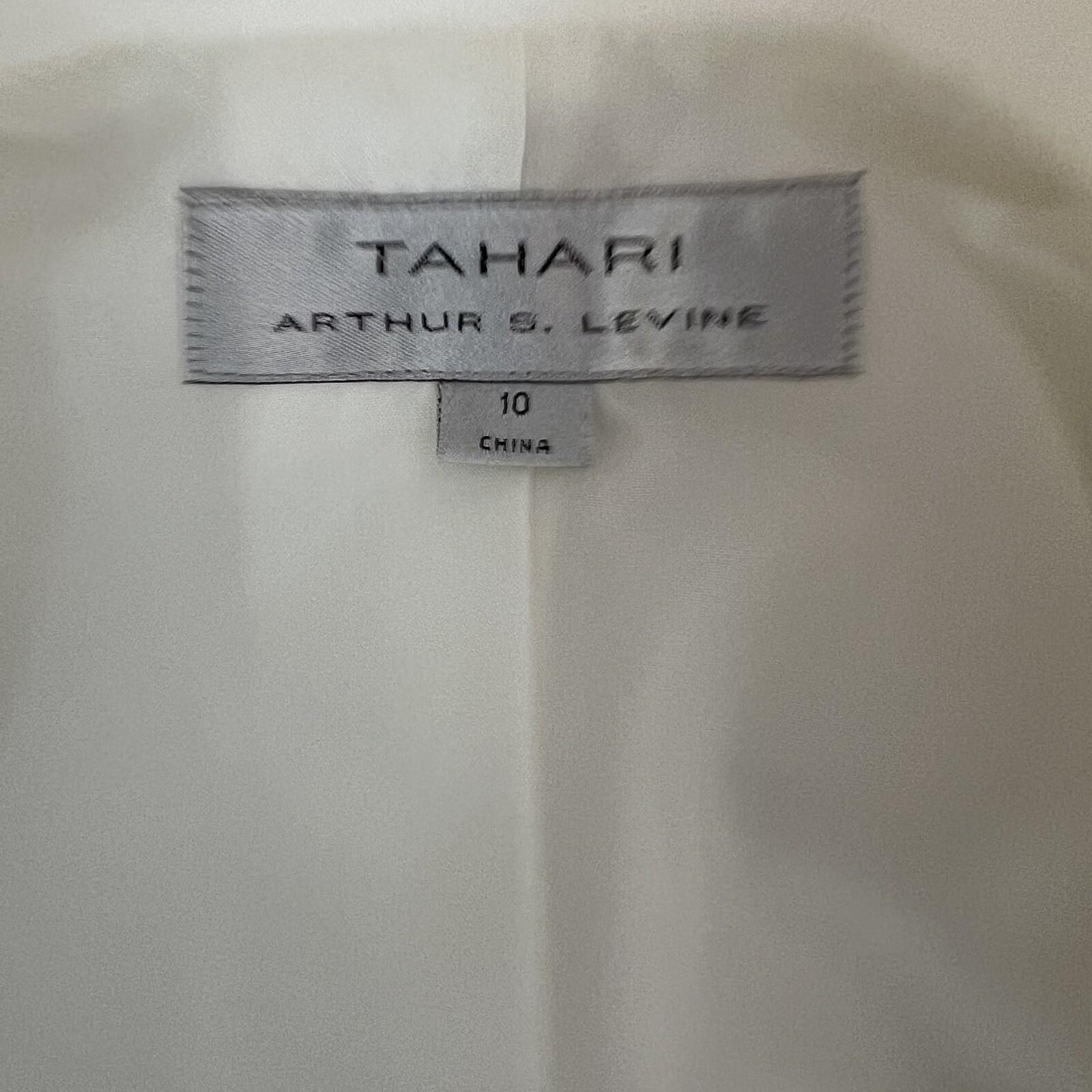 TAHARI ASL Polyester Spandex Blazer Size 10 Ivory Stand Up Collar Lined Wrap 1PC
