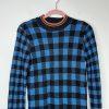 Scotch & Soda Maison Voila Sweater Size M Blue Black Check Crewneck Minimalist